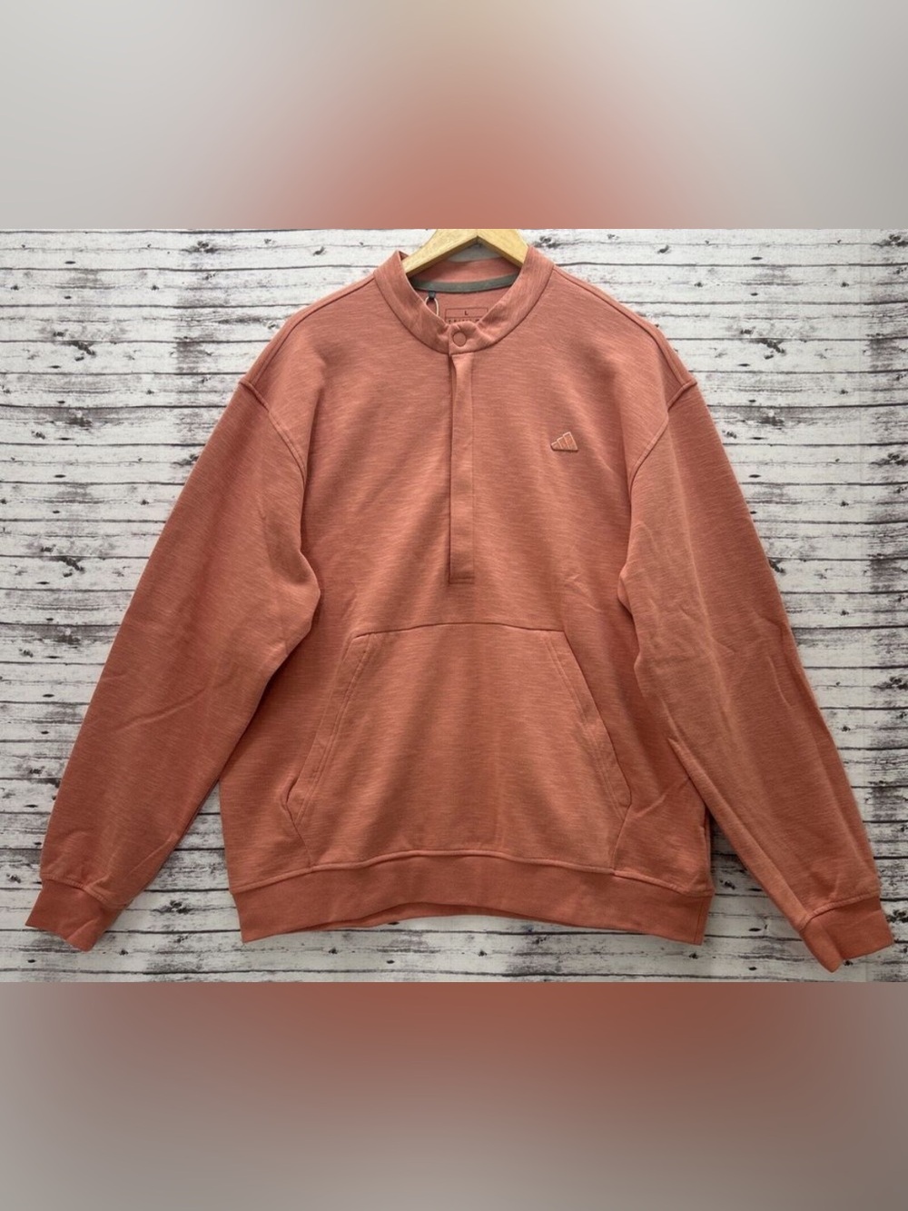 NWT adidas Men’s Go-To Z Quarter Zip Sweatshirt in salmon, coral pink